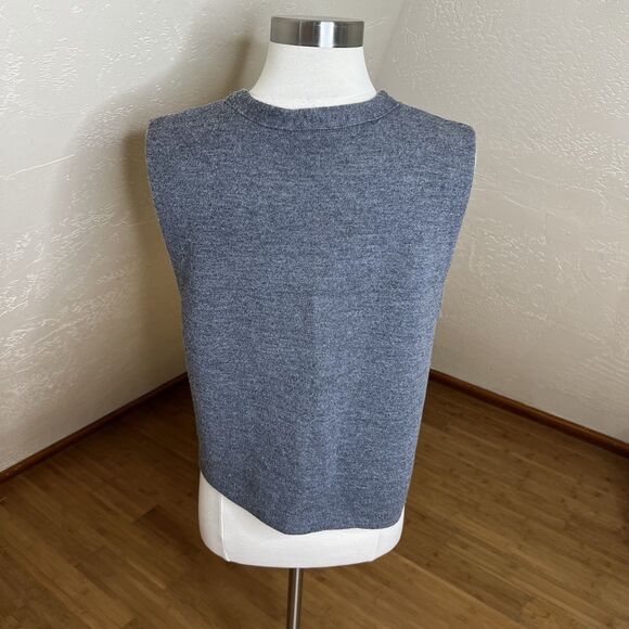 Vintage Rafaella Sweater Vest Size Medium Gray Merino Wool Floral Embroidery - Picture 10 of 11
